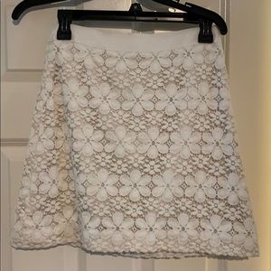 White skirt with floral print
